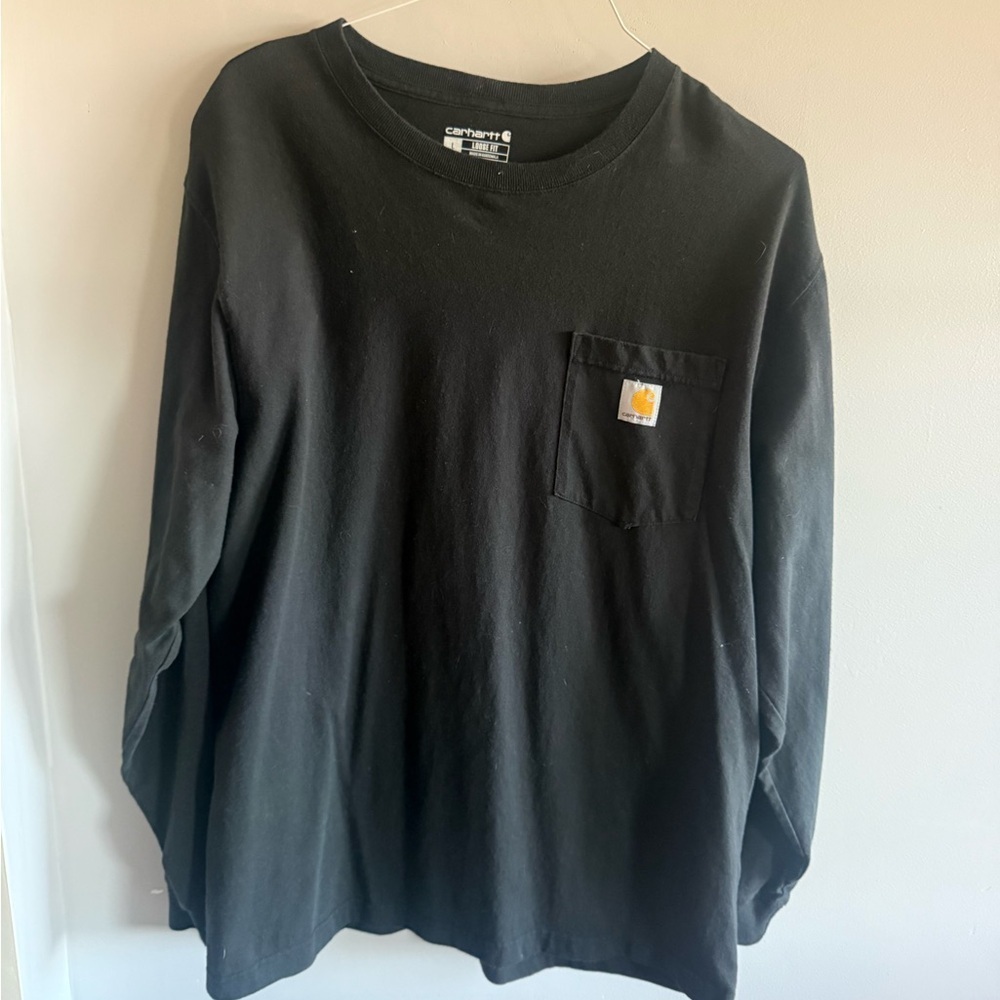 Carhartt Black Long Sleeve Pocket Tee – Size L (Loose Fit)
